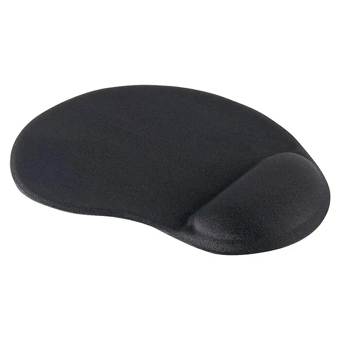 Hama Unterlage Mousepad Ergonomic 00054779 - Schwarz, 21,5 x 25,5 cm - Schwarzes ergonomisches Mauspad mit integrierter Handballenauflage.