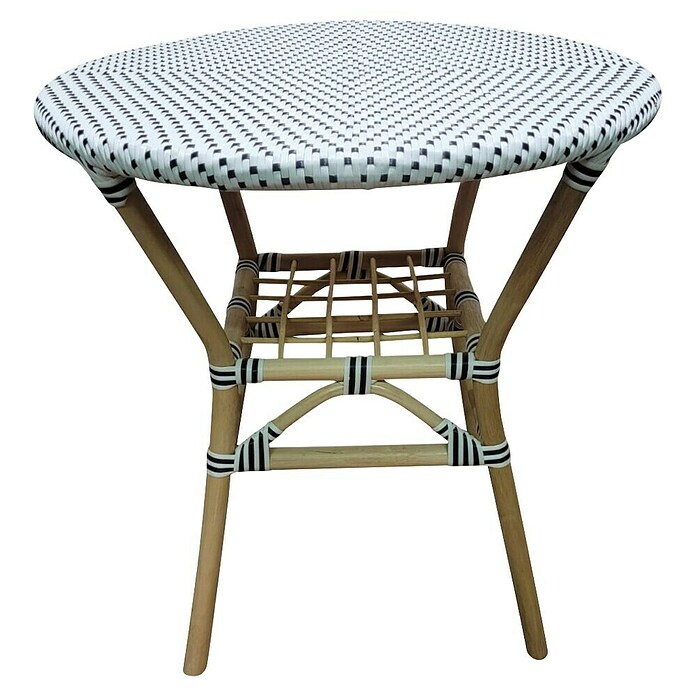 Sunfun Okrogla vrtna miza Alma  (Ø x V: 70 x 75 cm, Bela, Črna, Naravni in umetni ratan) | 8251 - Tische Rattan | ICAA - Sommermöbel Tische | ICA - Sommermöbel | IC - Freizeit im Garten | I - Stadtgarten | BAUHAUS