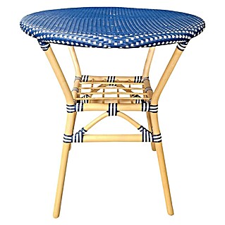 Sunfun Okrogla vrtna miza Alma (Ø x V: 70 x 75 cm, Bela, Modra, Naravni in umetni ratan)