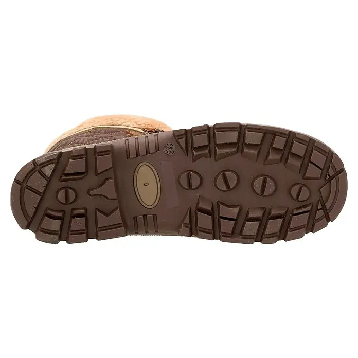 Black Fox Gummistiefel Denali - Schuhgröße: 42 - Braune Gummistiefelsohle mit tiefem, profiliertem Muster für Halt, mit Größe 38 und runden Einsätzen.