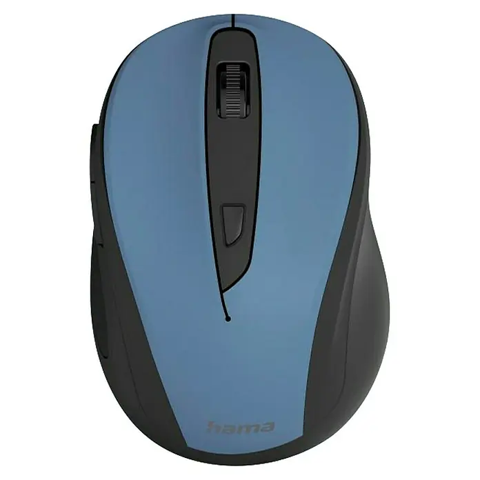 Hama PC-Maus MW-400 V2 - Denim 6-Tasten - Blau, 18 x 9 x 4,5 cm - Blau-schwarze kabellose Computermaus mit Scrollrad und Zusatztaste.