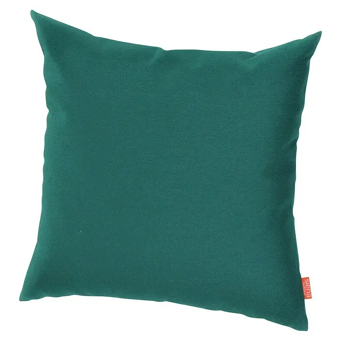 Siena Garden Kissen PRIME - 45 x 45 cm, Smaragd, Quadratisch - Türkises quadratisches Kissen aus strukturiertem Stoff mit Siena Garden Etikett.