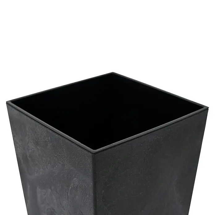 Siena Garden Pflanztopf NIZZA STONE - Schwarz, Außenmaß (L x B x H): 25 x 25 x 26 cm, 1 Stk. - Dunkelgrauer quadratischer Pflanzkübel mit strukturierter Oberfläche.