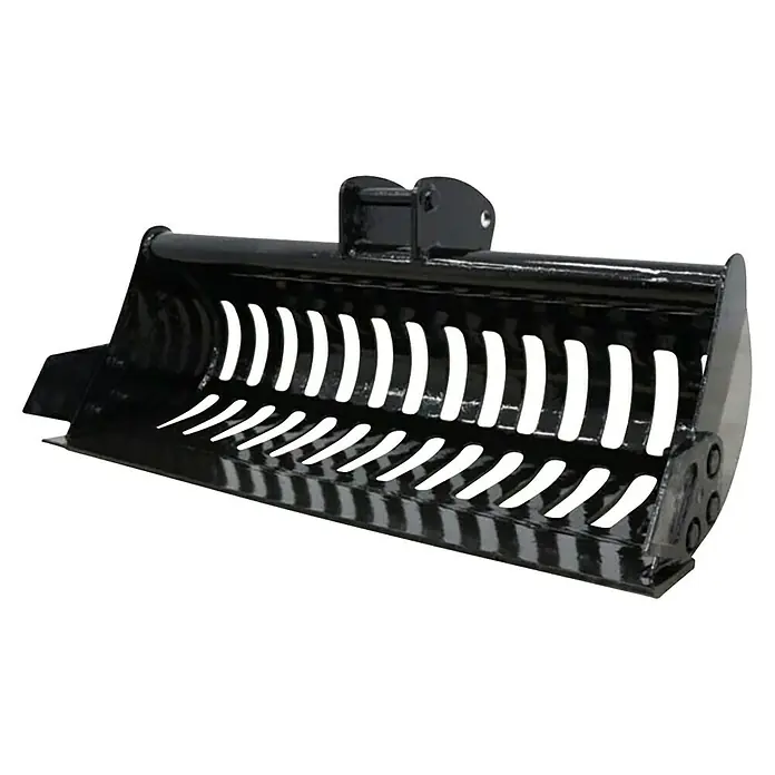 HZC Power Siebschaufel SBBS810 - 810 mm, Passend für: Alle HZC Power Minibagger - Schwarze Metallsiebschaufel mit Gitter zum Material sieben, für Bagger.