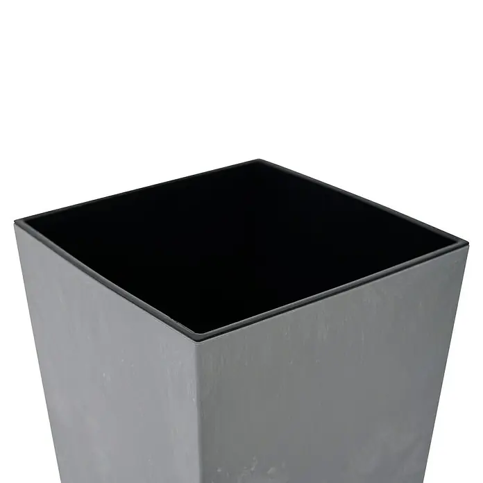 Siena Garden Pflanztopf NIZZA STONE - Grau, Außenmaß (L x B x H): 25 x 25 x 46,5 cm, 1 Stk. - Hoher, quadratischer grauer Pflanzkübel mit texturierter Oberfläche und schwarzem Innenbereich.