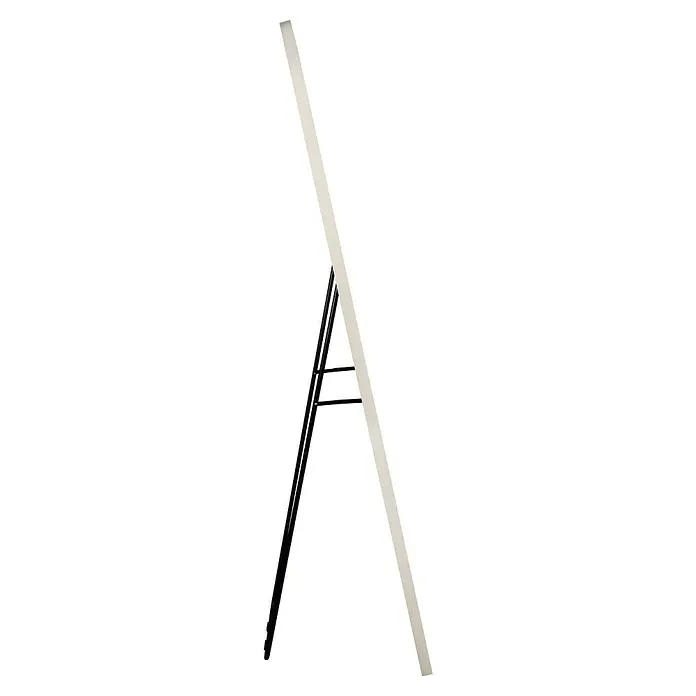 Standspiegel Elina - 40 x 160 cm, Sand, Metall - Hellbeiger Präsentationsständer mit schwarzen Metallbeinen, schräg dargestellt.