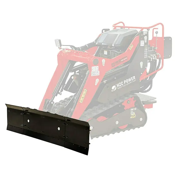 HZC Power Planierschild PLSKL200 - Mit Hydraulik, Passend für: HZC Power Kompaktlader BKL200 - Schwarzes Metall-Schneepflugschar als Anbaugerät für einen Kompaktlader.