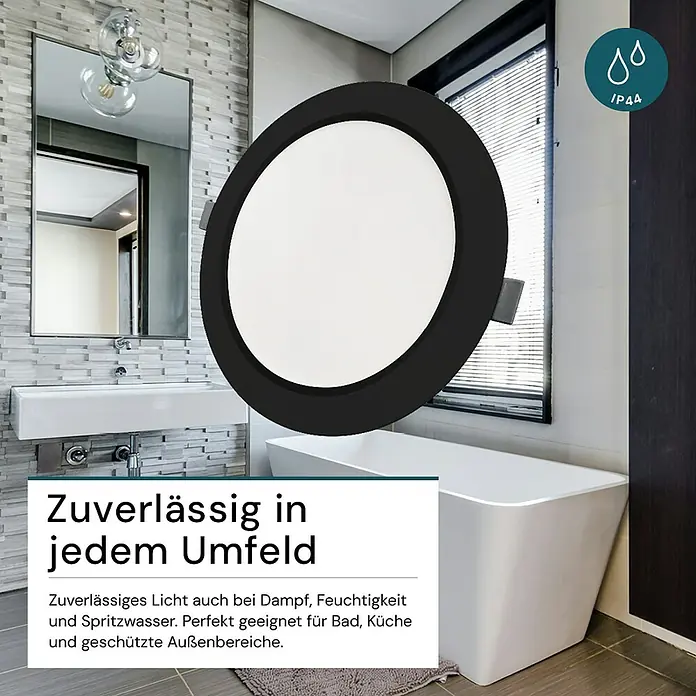 Luxula LED-Einbauleuchte - 24 W, Schwarz, Weiß, Mehrfarbig