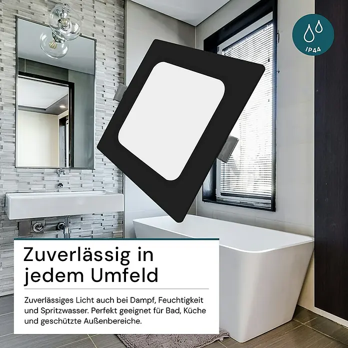 Luxula LED-Einbauleuchte - 12 W, Schwarz, Weiß, Mehrfarbig