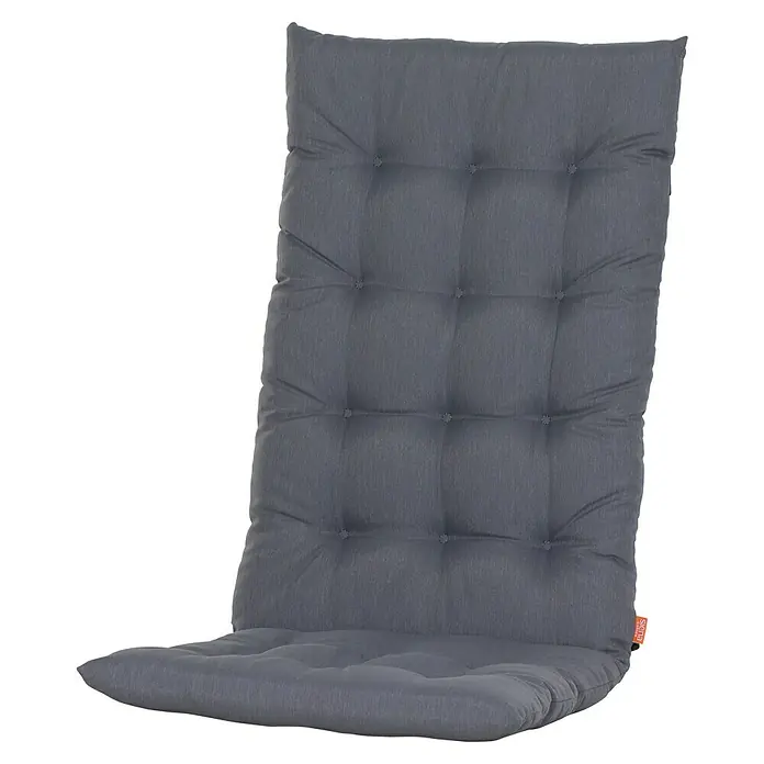 Siena Garden Atria Sitzauflage - L x B x H: 123 x 48 x 6 cm, Grau, Polyester, 1 Stk. - Graues gestepptes Hochlehner-Stuhlkissen mit Rückenlehne und Sitzfläche, mit mehreren Knöpfen.