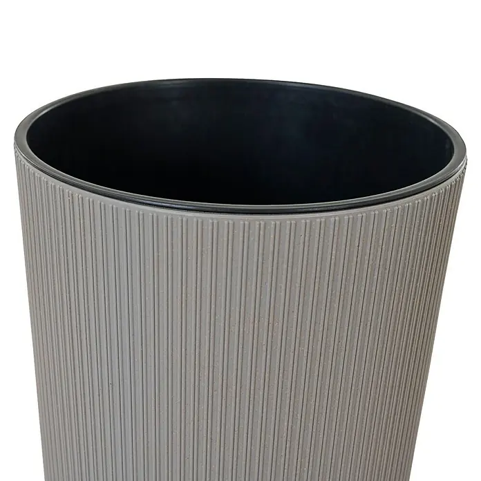 Siena Garden Pflanztopf LOCON STRIPE - Grau, 1 Stk., Außenmaß (Ø x H): 25 x 46,5 cm - Grauer geriffelter Pflanztopf mit schwarzer Innenseite.