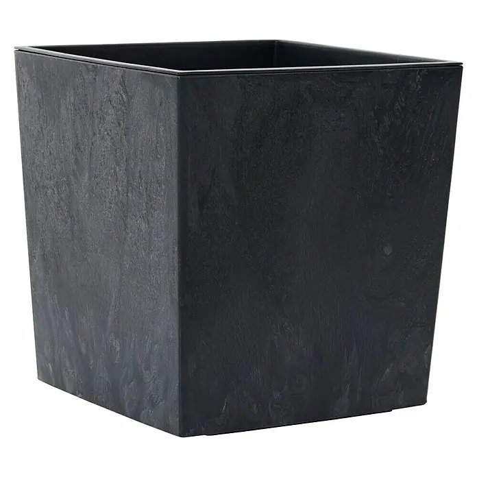 Siena Garden Pflanztopf NIZZA STONE - Schwarz, Außenmaß (L x B x H): 25 x 25 x 26 cm, 1 Stk. - Quadratischer, dunkelgrauer Pflanztopf mit marmorierter Textur.