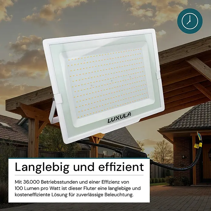 Luxula LED-Strahler - 300 W, 30.000 lm, L x B x H: 45 x 3,5 x 37 cm, IP65