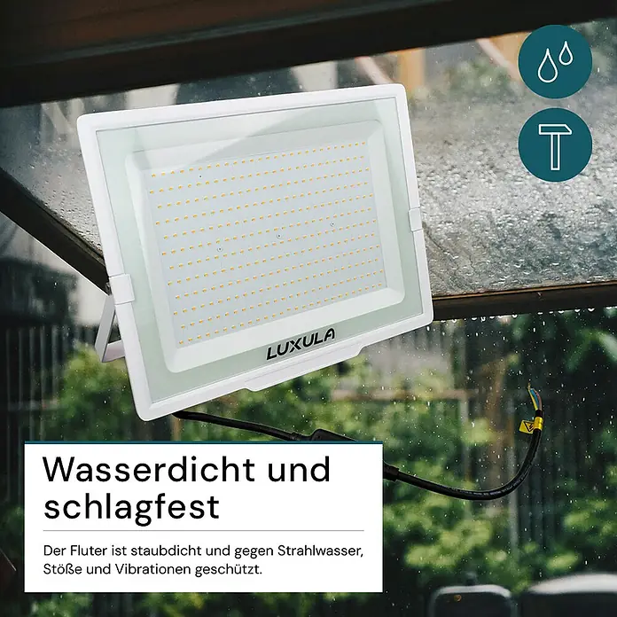 Luxula LED-Strahler - 300 W, 30.000 lm, L x B x H: 45 x 3,5 x 37 cm, IP65
