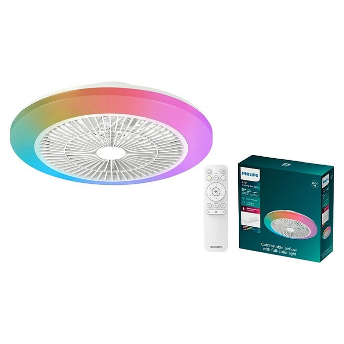 Philips Ventilador de techo Amigo (Blanco, 49 cm, 40 W, RGBW) | BAUHAUS