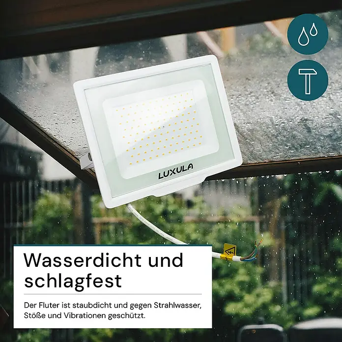 Luxula LED-Strahler - 100 W, 10.000 lm, L x B x H: 28,7 x 3,2 x 23,2 cm, IP65