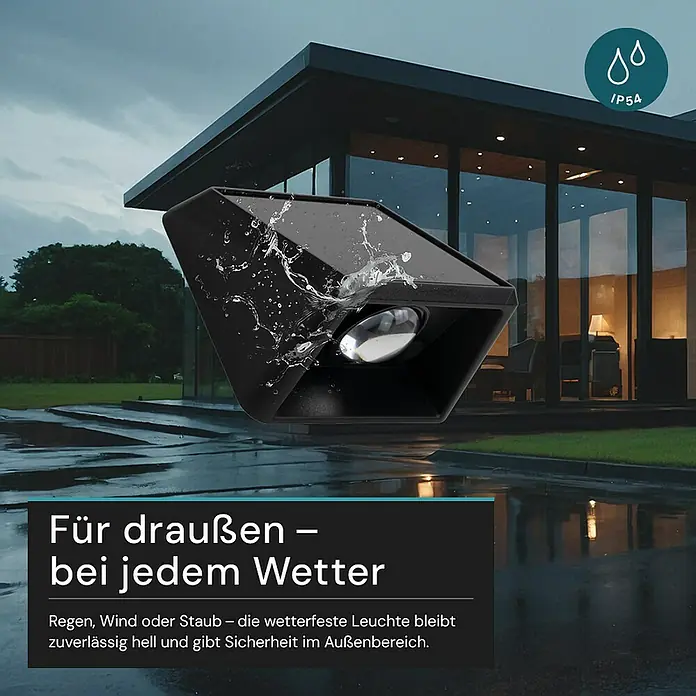 Luxula Solar-Außenwandleuchte - L x B x H: 8,4 x 7 x 4,8 cm, Schwarz, IP54