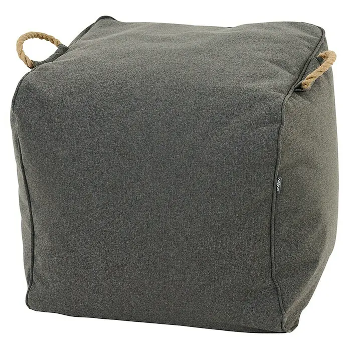 Siena Garden Gartenhocker Integral - B x T x H: 48 x 46 x 46 cm, Polyester, Anthrazit - Grauer Stoff-Sitzsack mit zwei Seilgriffen.
