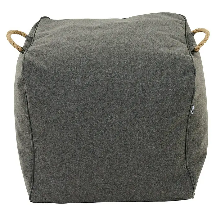 Siena Garden Gartenhocker Integral - B x T x H: 48 x 46 x 46 cm, Polyester, Anthrazit - Mélange-grauer Textil-Pouf mit Seilgriffen.