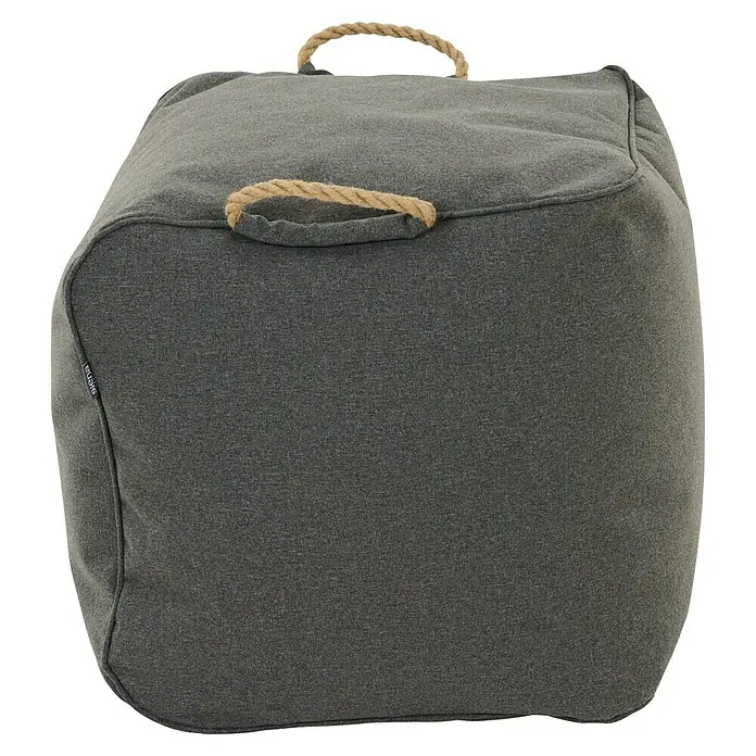 Siena Garden Gartenhocker Integral - B x T x H: 48 x 46 x 46 cm, Polyester, Anthrazit - Dunkelgrauer Stoff-Pouf mit zwei Griffen aus natürlichem Juttau.