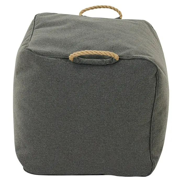Siena Garden Gartenhocker Integral - B x T x H: 48 x 46 x 46 cm, Polyester, Anthrazit - Grauer Stoffhocker mit natürlichen Seilgriffen, ideal als Sitzgelegenheit oder Fußstütze.