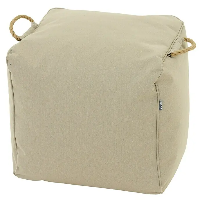 Siena Garden Gartenhocker Integral - B x T x H: 48 x 46 x 46 cm, Polyester, Beige - Hellbeiger quadratischer Textilhocker mit Seilgriffen.
