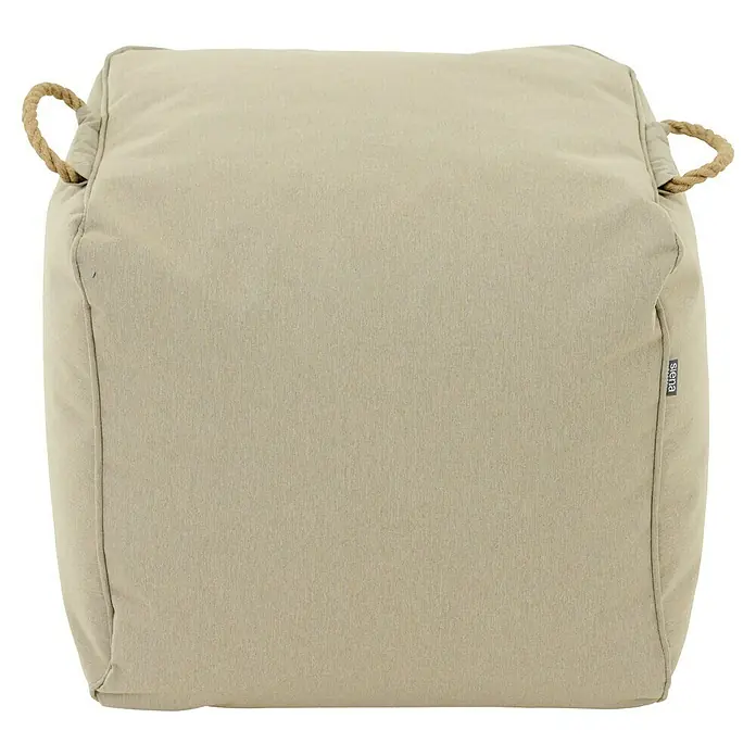 Siena Garden Gartenhocker Integral - B x T x H: 48 x 46 x 46 cm, Polyester, Beige - Hellbeiger würfelförmiger Stoff-Pouf mit Seilgriffen.