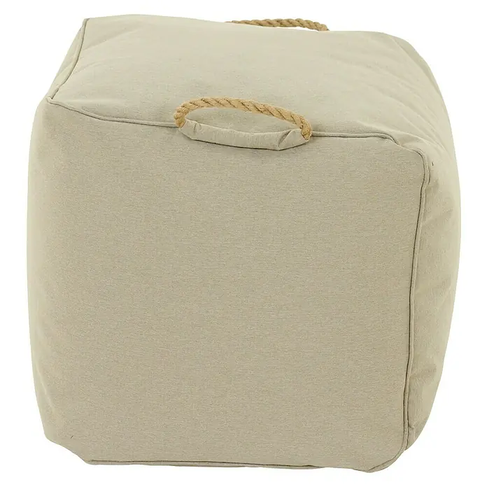 Siena Garden Gartenhocker Integral - B x T x H: 48 x 46 x 46 cm, Polyester, Beige - Quadratischer, hellbeiger Stoff-Pouf mit Seilgriffen.
