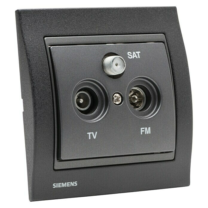 Siemens Delta Iris Toma TV/SAT (Negro, x 3, Aluminio, En pared)