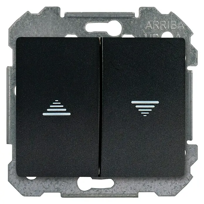 Siemens Delta Iris Interruptores para persianas - Negro, Mate, Montaje en superficie - Interruptor doble negro para persiana enrollable para control domótico inteligente.