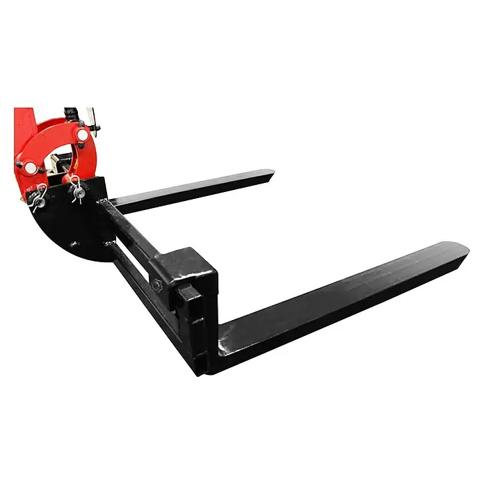 HZC Power Palettengabel am Baggerarm (P13) - 2 Stk., Passend für: HZC Power Minibagger - Rotes und schwarzes Palettengabel-Anbaugerät aus Metall mit zwei stabilen Zinken.