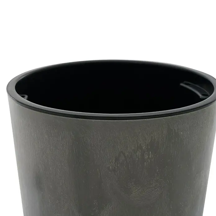 Siena Garden Pflanztopf LOCON STONE - Grau, Außenmaß (Ø x H): 30 x 57 cm, Kunststoff, 1 Stk. - Dunkelgrauer, marmorierter Blumentopf mit schwarzem Rand.