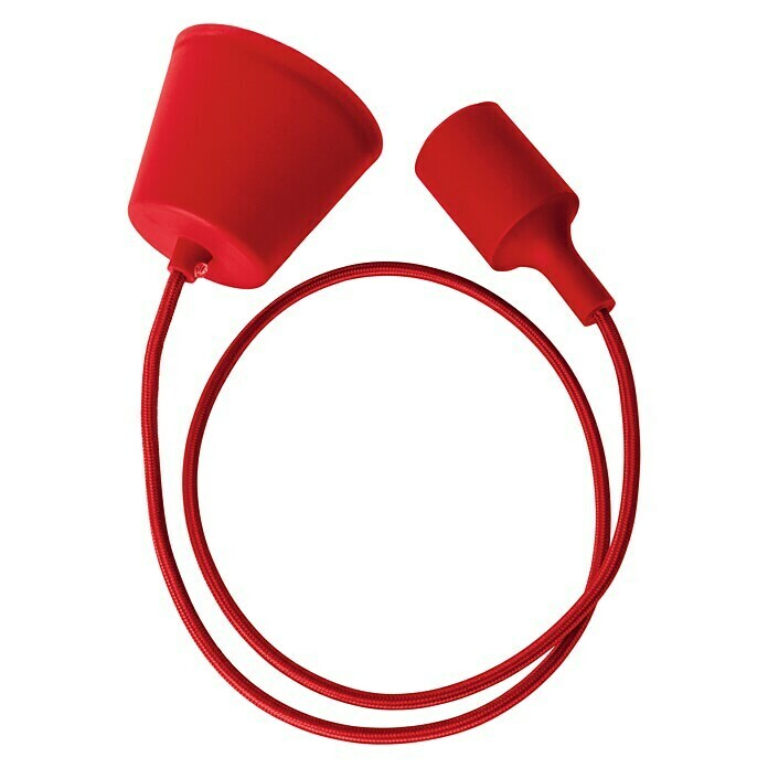 Sulion Portalámparas de cuerda Silikon (Rojo, E27, Longitud de péndulo: 1,25 m, Potencia máx.: 60 W)