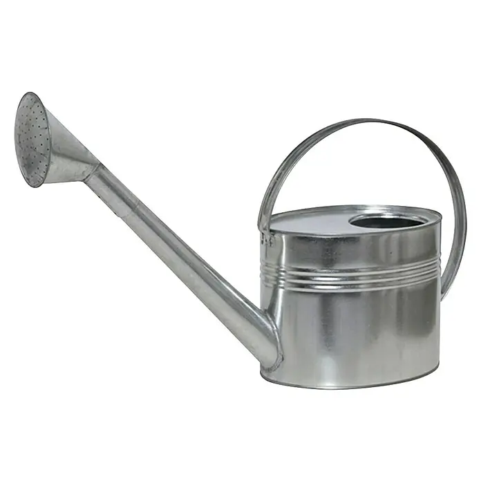 Siena Garden Gießkanne - Metall, Verzinkt, 7 l - Gießkanne aus silbernem Metall mit langem Auslauf und ovaler Öffnung.