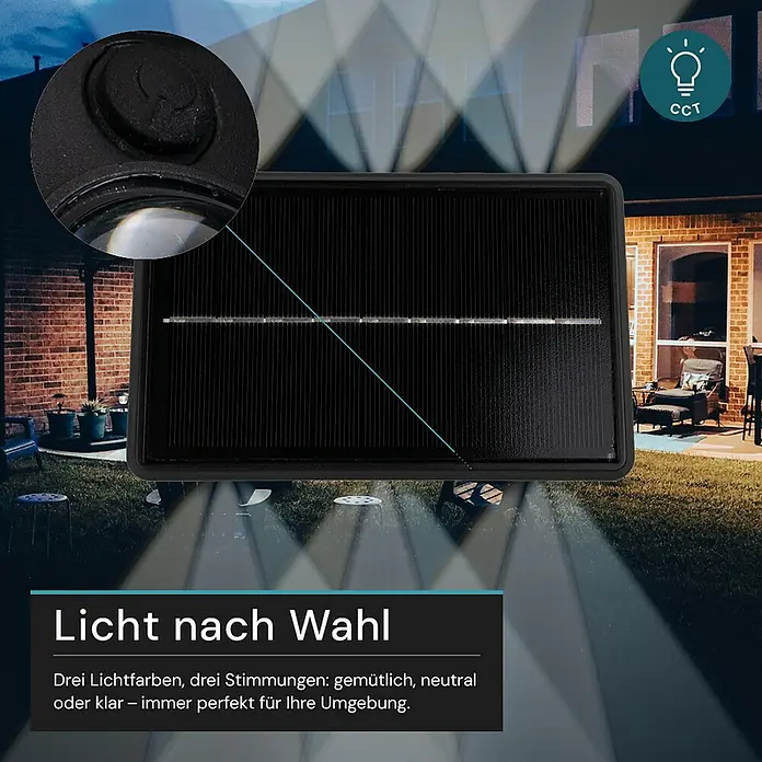 Luxula Solar-Außenwandleuchte - Schwarz, IP54