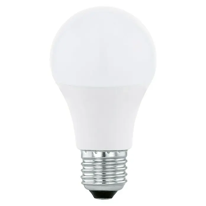 Eglo Connect Bombilla LED - E27, Intensidad regulable, Blanco cálido, 806 lm, 9 W - Primer plano de una bombilla LED blanca con base de rosca, diseñada para una iluminación energéticamente eficiente en los hogares.