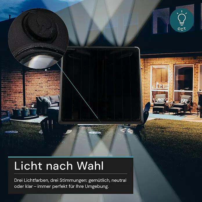 Luxula Solar-Außenwandleuchte - L x B x H: 10,7 x 9,8 x 6,4 cm, Schwarz, IP54
