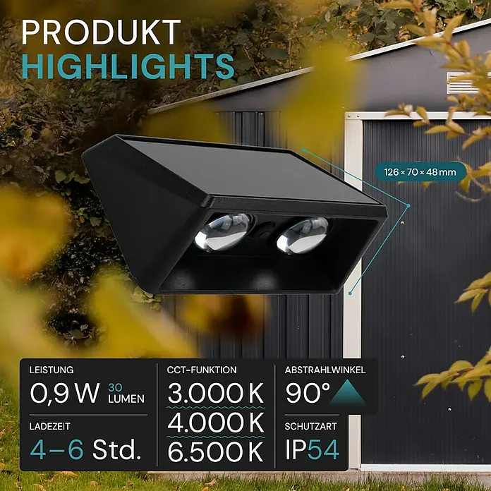 Luxula Solar-Außenwandleuchte - Schwarz, IP54