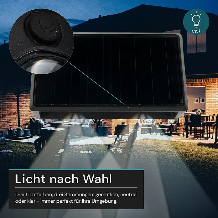 Luxula Solar-Außenwandleuchte - Schwarz, IP54