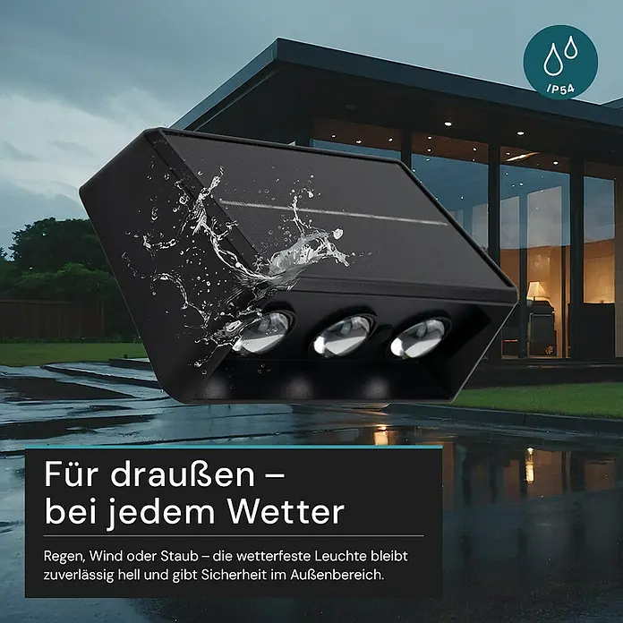 Luxula Solar-Außenwandleuchte - L x B x H: 17 x 10,3 x 6 cm, Schwarz, IP54