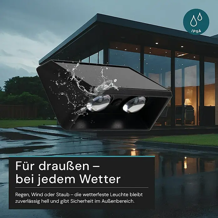 Luxula Solar-Außenwandleuchte - L x B x H: 12,6 x 7 x 4,8 cm, Schwarz, IP54