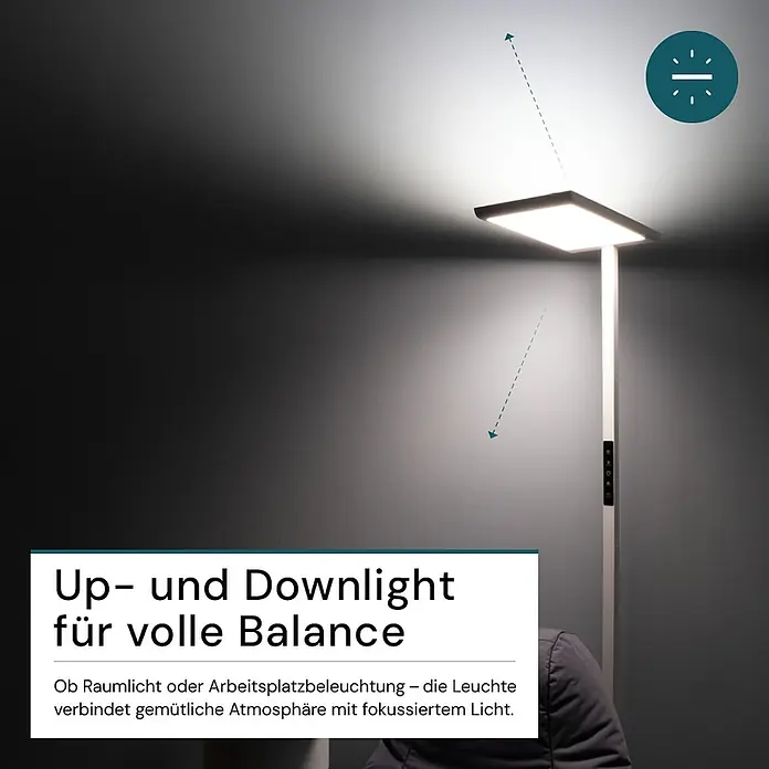 Luxula LED-Stehleuchte - 100 W, Höhe: 203 cm, Weiß