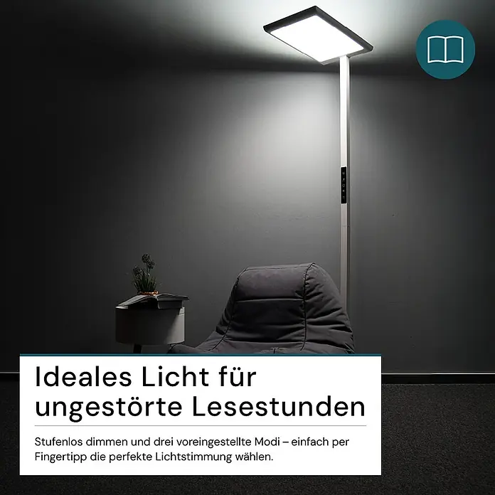 Luxula LED-Stehleuchte - 100 W, Höhe: 203 cm, Weiß