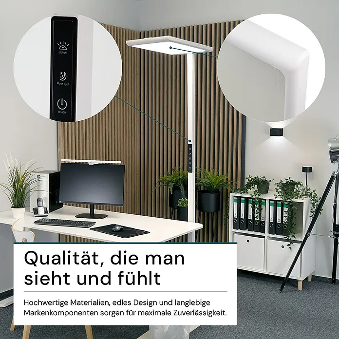 Luxula LED-Stehleuchte - 100 W, Höhe: 203 cm, Weiß