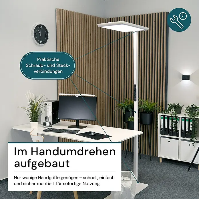 Luxula LED-Stehleuchte - 100 W, Höhe: 203 cm, Weiß