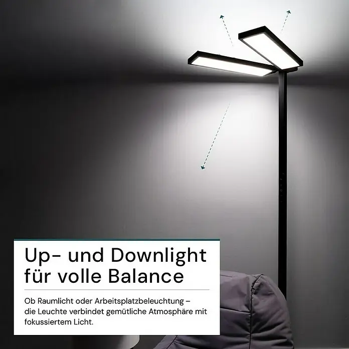 Luxula LED-Stehleuchte - 120 W, Schwarz