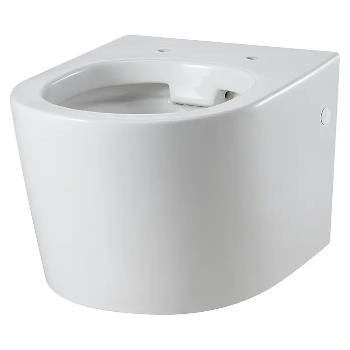 Camargue Paris Wand-WC - Spülrandlos, Ohne Spezialglasur, Spülform: Tief, WC Abgang: Waagerecht, Weiß - Wandhängendes, weißes WC-Becken mit glatter Oberfläche und modernem Design zur Badezimmerausstattung.