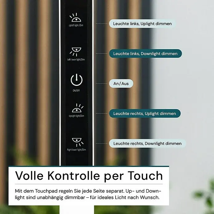 Luxula LED-Stehleuchte - 120 W, Höhe: 202 cm, Weiß