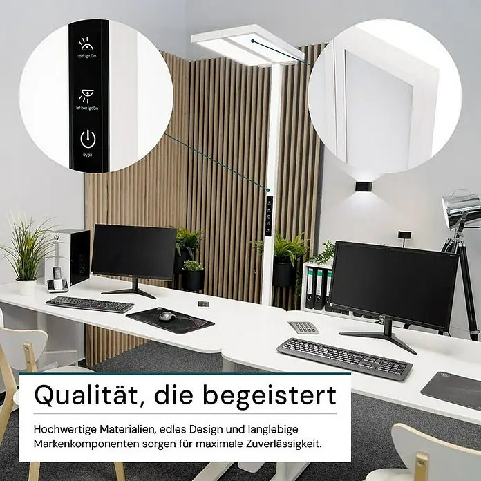 Luxula LED-Stehleuchte - 120 W, Höhe: 202 cm, Weiß