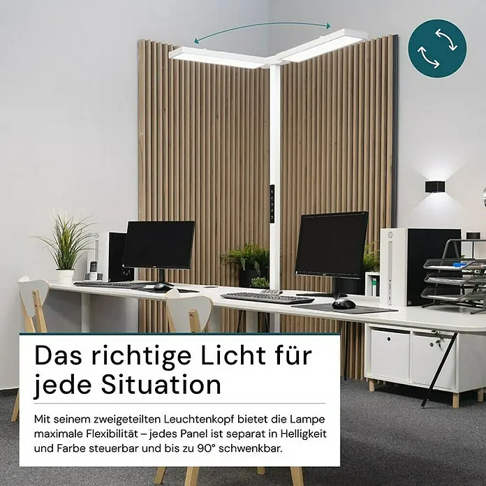 Luxula LED-Stehleuchte - 120 W, Höhe: 202 cm, Weiß